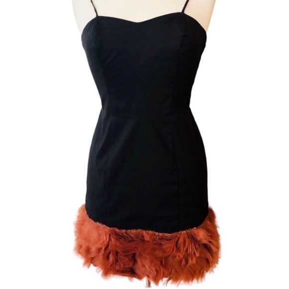 Leyendecker LA Honore Ruffle Hem Mini Dress Y2k  in Black Rose NWT - Picture 7 of 9